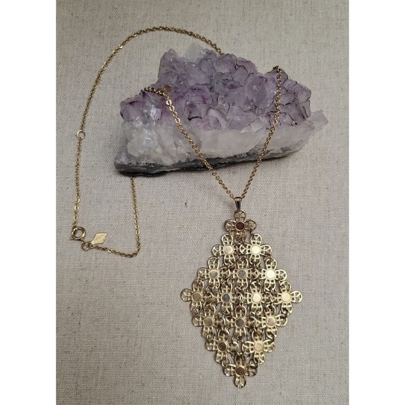 Sarah Coventry Gold Tone Shimmering Movement Mesh Link Pendant Vintage Necklace - Picture 8 of 8